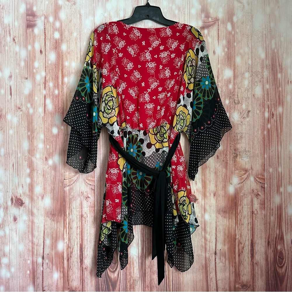 Vintage 90’s BISOU BISOU Maternity Kimono Sleeve Retro Floral Print Tunic Top - Picture 9 of 11